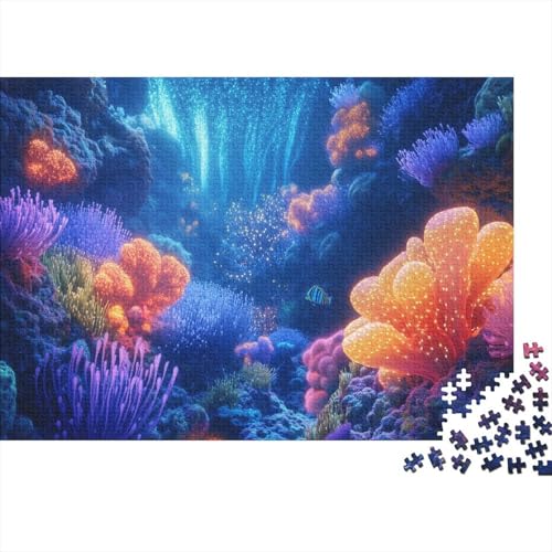 Puzzle 1000pcs (75x50cm) Teile Für Erwachsene Mystischer Meeresgrund Geschenkidee Leuchtende Meereslebewesen Und Perlen-Dekor von GRBASNDOU