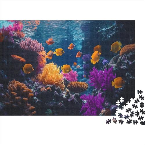 Puzzle 300pcs (40x28cm) Teile Für Erwachsene Meeresbiologie-Thema Stressabbau Therapie Farbenfrohe Unterwasserwelt Dekoration von GRBASNDOU