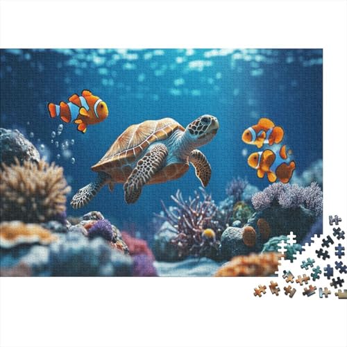 Puzzle 300pcs (40x28cm) Teile Für Erwachsene Mystischer Meeresgrund Geschenkidee Leuchtende Meereslebewesen Und Perlen-Dekor von GRBASNDOU