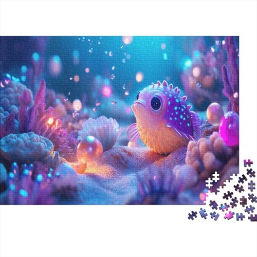 Puzzle 300pcs (40x28cm) Teile Für Erwachsene Mystischer Meeresgrund Geschenkidee Leuchtende Meereslebewesen Und Perlen-Dekor von GRBASNDOU