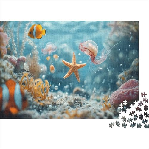 Puzzle 300pcs (40x28cm) Teile Für Erwachsene Mystischer Meeresgrund Geschenkidee Leuchtende Meereslebewesen Und Perlen-Dekor von GRBASNDOU