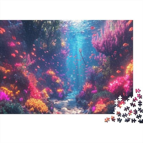 Puzzle 500pcs (52x38cm) Teile Für Erwachsene Mystischer Meeresgrund Geschenkidee Leuchtende Meereslebewesen Und Perlen-Dekor von GRBASNDOU