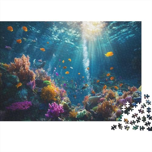 Puzzle 500pcs (52x38cm) Teile Für Erwachsene Mystischer Meeresgrund Geschenkidee Leuchtende Meereslebewesen Und Perlen-Dekor von GRBASNDOU