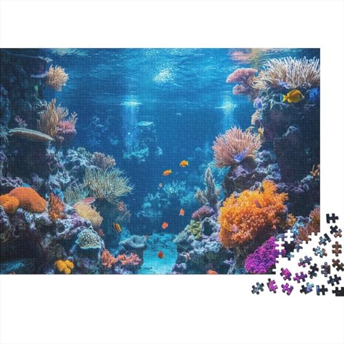 Puzzle 500pcs (52x38cm) Teile Für Erwachsene Mystischer Meeresgrund Geschenkidee Leuchtende Meereslebewesen Und Perlen-Dekor von GRBASNDOU