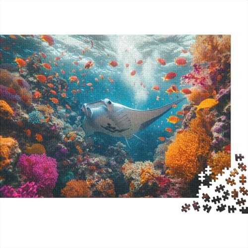 Puzzle 500pcs (52x38cm) Teile Für Erwachsene Mystischer Meeresgrund Geschenkidee Leuchtende Meereslebewesen Und Perlen-Dekor von GRBASNDOU