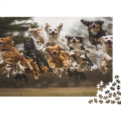 Puzzle Für Erwachsene 1000 Teile Aus Holz - 75x50 cm Farbenfrohes Hunde-Design - Premium Stressabbauendes Denktraining von GRBASNDOU