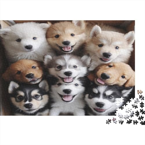 Puzzle Für Erwachsene 1000 Teile Aus Holz - 75x50 cm Farbenfrohes Hunde-Design - Premium Stressabbauendes Denktraining von GRBASNDOU