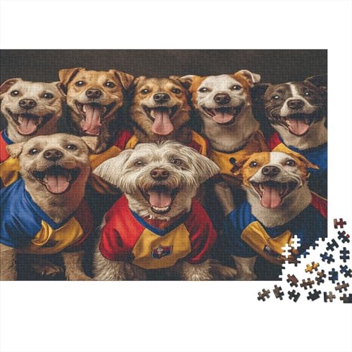 Puzzle Für Erwachsene 1000 Teile Aus Holz - 75x50 cm Farbenfrohes Hunde-Design - Premium Stressabbauendes Denktraining von GRBASNDOU