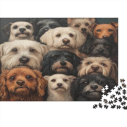 Puzzle Für Erwachsene 1000 Teile Aus Holz - 75x50 cm Farbenfrohes Hunde-Design - Premium Stressabbauendes Denktraining von GRBASNDOU