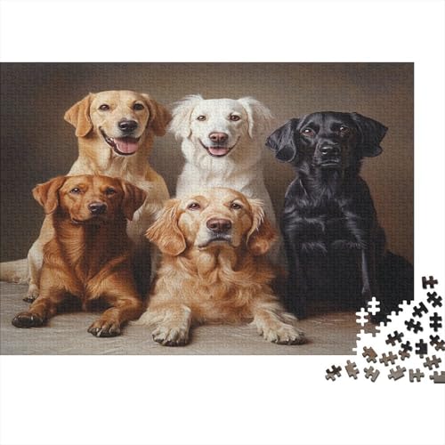 Puzzle Für Erwachsene 1000 Teile Aus Holz - 75x50 cm Farbenfrohes Hunde-Design - Premium Stressabbauendes Denktraining von GRBASNDOU