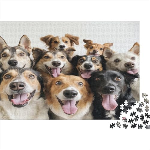 Puzzle Für Erwachsene 1000 Teile Aus Holz - 75x50 cm Farbenfrohes Hunde-Design - Premium Stressabbauendes Denktraining von GRBASNDOU