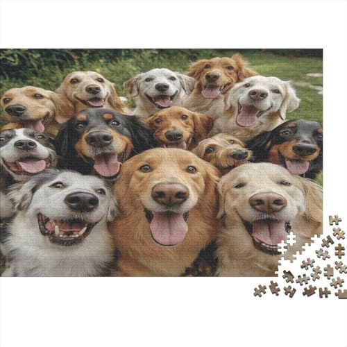 XXL Puzzle Für Erwachsene 1000 Teile - 75x50 cm Kunstvolles Hunde-Mosaik - Hochwertiges Holz-Puzzle Mit Komplexem Schnitt von GRBASNDOU