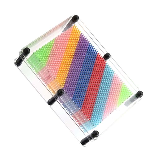 GRCFUMO 3D Bunte Pin-Kunsttafel, Regenbogen-Kunststoff-3D-Pin-Kunsttafel-Spielzeug, stabile Skulptur-Nadel-Spielzeugdekoration für Kinder und Erwachsene (Transparent medium) von GRCFUMO