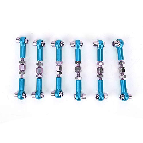 GRCFUMO 6-teiliges RC-Spurstangen-Set, RC-Car-Lenkstange, RC-Lenkservostange für RC-Car 1/10 Touring Car 47 mm Zubehör (Hellblau) von GRCFUMO