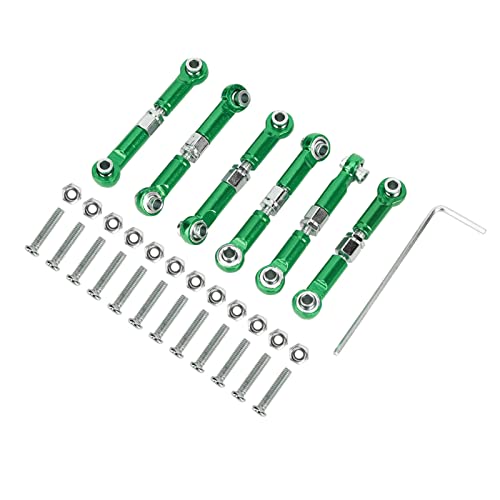 GRCFUMO 6-teiliges Zugstangengestänge, Arm-Spurstange, Metall-Lenkgestänge vorne und hinten, Zubehör für stabile Zugstangen für ferngesteuerte Autos (Green) von GRCFUMO