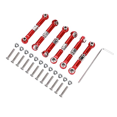 GRCFUMO 6-teiliges Zugstangengestänge, Arm-Spurstange, Metall-Lenkgestänge vorne und hinten, Zubehör für stabile Zugstangen für ferngesteuerte Autos (Red) von GRCFUMO