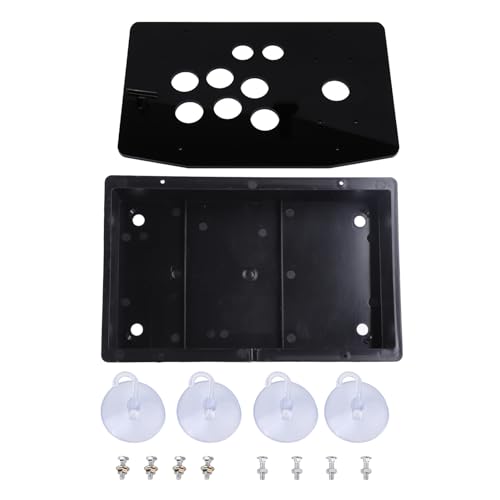 GRCFUMO Schwarzes Acryl-Panel und Gehäuse, schwarzes Acryl-Spielpanel mit Saugnäpfen, Klassische Spiele-Joystick-Set-Kits für Spiele mit Kindheitserinnerungen von GRCFUMO