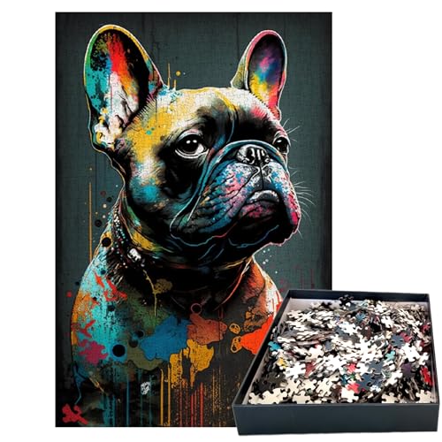 GreenAnoo Puzzle für Erwachsene, 1000 Teile, Tiermotiv, Französische Bulldogge, Wanddekoration, Rahmen 50 x 75 cm, Premiumqualität, FSC-Karton, 2 mm von GREEN ANOO