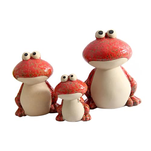 GREENADSCAPE 1 Frosch Dekorative Ornamente Hausdekorationen Für Zu Hause Froschfiguren Autozubehör Landschaftsfigur Pflanzentopffiguren Minifiguren Tiere Für Auto Mini-frösche Keramik Rot von GREENADSCAPE