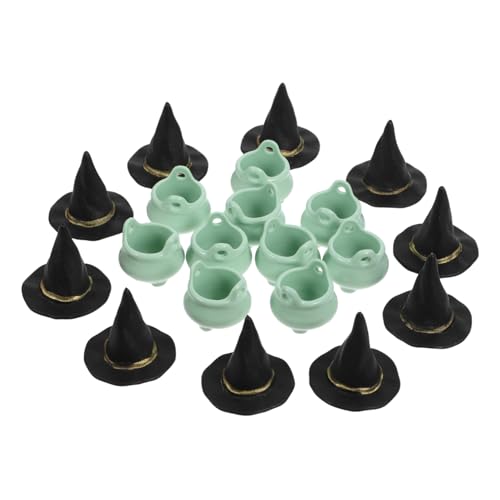 GREENADSCAPE 1 Satz Halloween-Hexenhut Halloween-Partybevorzugung Mini- -Dekor Halloween-Dekor Ornamente bucherregal Spielzeuge Halloween-Figuren Miniaturkessel aus Kunststoff Plastik von GREENADSCAPE