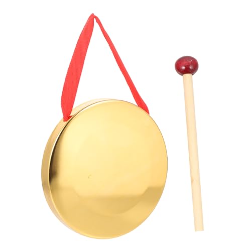 GREENADSCAPE 1 Satz Kleine Gongs Und Trommeln Gong-musikspielzeug Hängender Gong Mini-handgong Handbecken Gong Hängende Verzierung des Bösen Blickautos Tischglocke Gong 4 Ost-gong Kupfer Golden von GREENADSCAPE