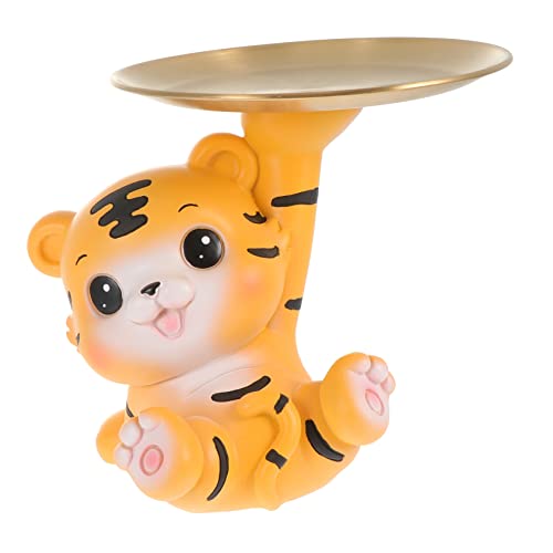 GREENADSCAPE 1 Satz Tiger Tablett Ornament Schlüsselschild Eingang Schmuckhalter Wildtierfigur Schmuck-schmuck-tablett Schmuckplatte Ablagefach Für Kleinigkeiten Edelstahlplatte Golden von GREENADSCAPE