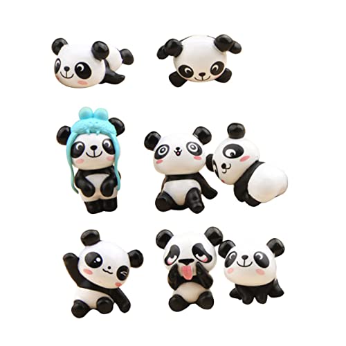 GREENADSCAPE 8-teiliges Set entzückende Mini-Panda-Figur aus PVC-Material für dekoratives -Garten-Feengarten-Zubehör von GREENADSCAPE