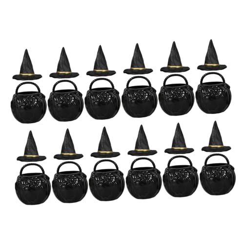 GREENADSCAPE 1 Set Hexenhut Eimer Glas Mini Ornamente Miniatur Hexenhut Mikro Landschaftsdekoration Mini Kessel Miniatur Zubehör Halloween Party Mini Kessel Mini von GREENADSCAPE