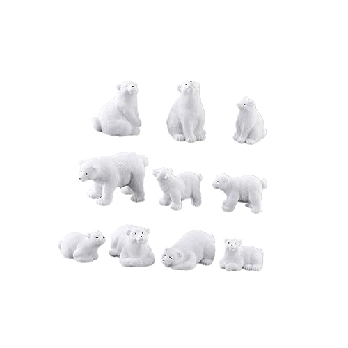 GREENADSCAPE 11 STK Mikrolandschaftsornament Spielzeug Mini-Statue Bär Skulptur Miniatur-tierfiguren Mini-tiermodell Mini-tierfigur Miniaturfiguren Süßes Tiermodell Mini-eisbär-Ornament Weiß von GREENADSCAPE