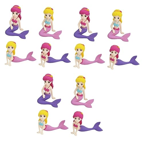 GREENADSCAPE 12 Stk Kuchen eingelegte Karten Meerjungfrau Puppe Mini-Meerjungfrau-Figuren Miniatur-Meerjungfrau Feenfiguren birthday cake decoration mermaid cake topper schöner Tortenaufleger von GREENADSCAPE