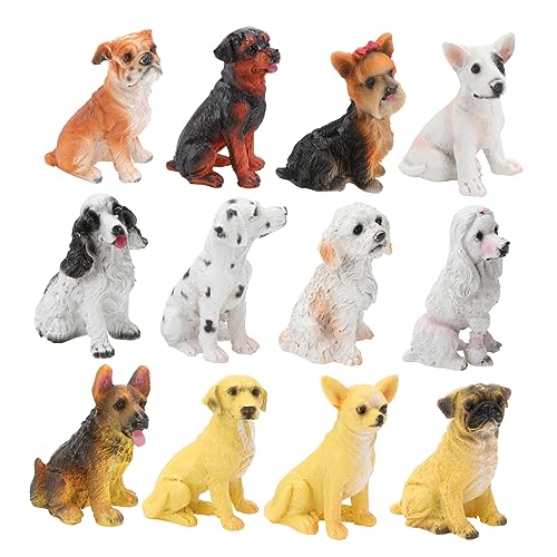 GREENADSCAPE 12St Welpen-Ornament-Harz Hundespielzeug Puppenhaus-Tierfigur Mini-Hundespielset Spielzeug für Kinder kinderspielzeug Toys Hundemodell aus Harz hübsches Tierspielzeug Colorful von GREENADSCAPE