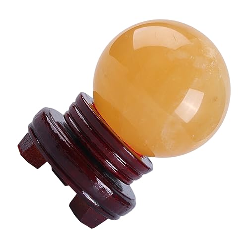 GREENADSCAPE 1stk Zitrin Kugel Ornament Wohnaccessoires Dekor Lichthausdekorationen Für Zu Hause Vintage-dekor Tischkugelverzierung Gelbe Gelbe Kugel Kristallkugel Hölzern Yellow von GREENADSCAPE