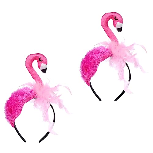 GREENADSCAPE 2 Stück Flamingo Stirnband Individuelles Stirnband Tropisches Stirnband Flamingo Fascinator Stirnband Kinder Mädchen Stirnbänder Luau Kostüm Kinder Haar Accessoires Kinder von GREENADSCAPE