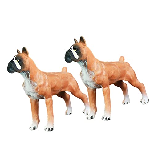 GREENADSCAPE 2St Hundeschmuck Bulldogge-Skulptur Mini-Spielzeug Spielzeug für Haustiere Tiere Spielzeug kinderzimmerdeko Animal Figures Hundemodelle für Kinder Hundefotoverzierung Plastik Brown von GREENADSCAPE