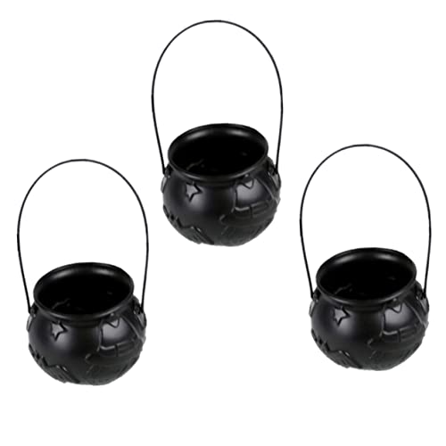 GREENADSCAPE 3St Halloween-Süßigkeitsglas Halloween- -Organizer Mini-Süßigkeit Halloween süßigkeiten Halloween Party Set präsentbox Halloween-Süßigkeitsbehälter Keksdose Plastik Black von GREENADSCAPE