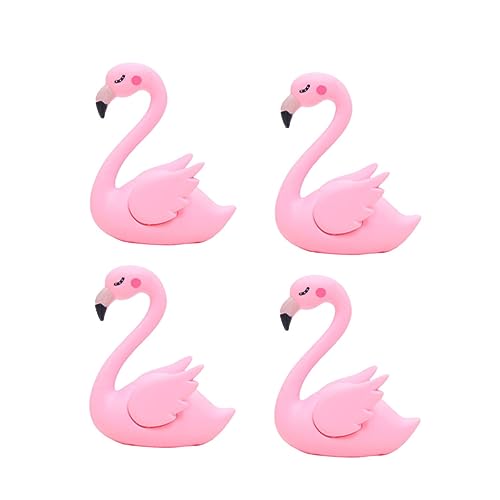 GREENADSCAPE 4 Stück Kuchendekorationen Auto-Dekor Kuchenverzierungen Miniatur-Tierfiguren Mini-Tierfiguren tortendeko einschulung buchregal dekoration Flamingo-Ornament Auto-Flamingo-Dekor von GREENADSCAPE