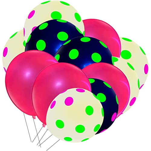 GREENADSCAPE 50 Stück Neonballons leuchten im Dunkeln leuchtende Ballons Dekorationen fluoreszierender Ballon hochzeitsdeko hochzeitsballons luftballons Ballongas Ballons mit Neonpunkten von GREENADSCAPE