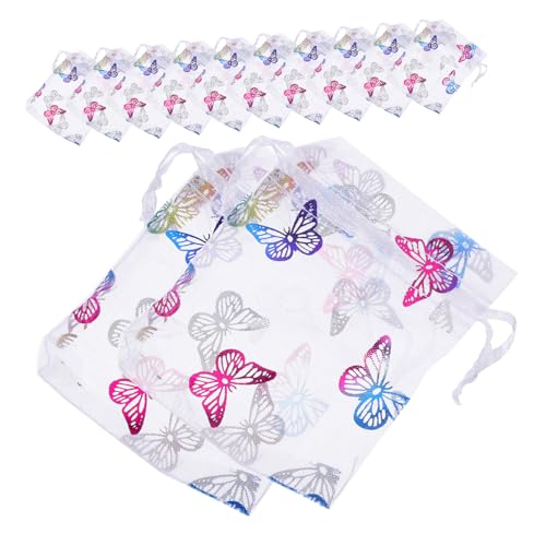 GREENADSCAPE 50 Stück Organza Beutel Schmetterlings Schmucksäckchen Kleine Schmuckbeutel Für Hochzeiten Partys von GREENADSCAPE