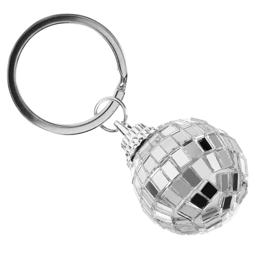 GREENADSCAPE Disco-Linsenkugel-Schlüsselanhänger Disco-Becher Spiegelkugeln Plüsch Draht pendant anhänger charms schlüsselkette Disco-Kugel-Anhänger Schlüsselanhänger-Dekor Kunststoff Silver von GREENADSCAPE