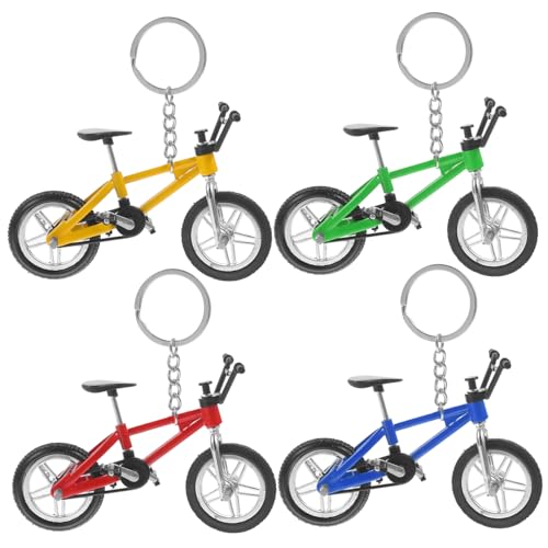 GREENADSCAPE 4 Stücke Mini Legierung Fahrrad Modell Keychain Spielzeug Finger Mountainbikes Simulation Fahrrad Tasche Decor von GREENADSCAPE