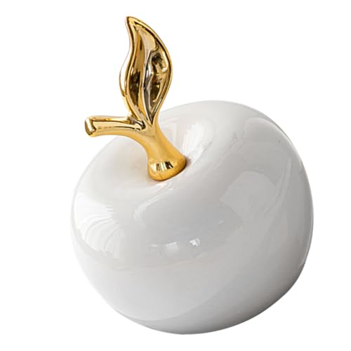 GREENADSCAPE Keramik-Apfel-Ornament klein Dekor Modelle Äpfel schmücken Apfel Briefbeschwerer Die bastelset basteln Weihnachtsapfelfigur Apfelschmuck aus Keramik Äpfel-Skulptur Weiß von GREENADSCAPE