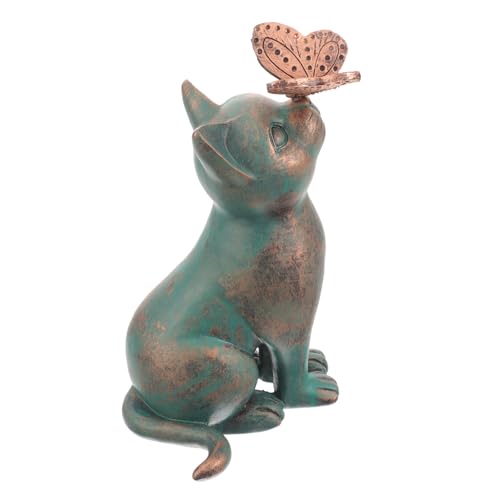 GREENADSCAPE Kurioses Katzen-harzornament Tierminiaturen Katzen-denkmal Katzenfiguren Minifiguren Kätzchen Sammlerfigur Tierfiguren Winzige Figuren Katze Für Den Garten Mini-Sachen Naturharz von GREENADSCAPE