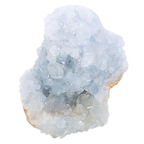 GREENADSCAPE Natürlicher Kristallcluster Böhmisches Steindekor Geode Exemplar Wohnaccessoires Desktop-Stein Schmücken Ornament Mineralien Probe Mineralische Probe Kristallstein Blue von GREENADSCAPE