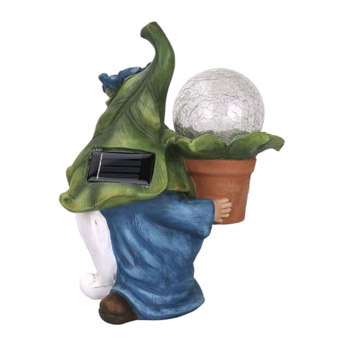 GREENADSCAPE Ornamente aus Harz Desktop-Spielzeug Miniatur-Gnomen-Statue GNOME Solarstatue Licht Zwerg Nachtlichter LED- bürodeko büro Dekoration Solarenergie verziert Licht LED-Harzdekor von GREENADSCAPE