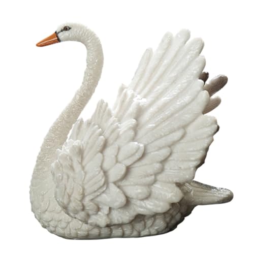 GREENADSCAPE Schwanentee Haustier Schwanenfigur Klein Spielzeugtiere Couchtischzubehör Tiermodell Mini-Schwan-skulptur Miniatur Mini-Schwan-Figur Tee-haustiertisch Schwan Figur Harz Black von GREENADSCAPE