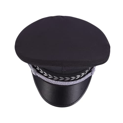 GREENADSCAPE Wachhut marineblauer Hut Polizist verkleidet Marine Matrosenmütze Türhüterhut schutzkappen schnittschutzhelm relief cap Kopfschmuck Frauen Hut Baumwolle Polyester Black von GREENADSCAPE