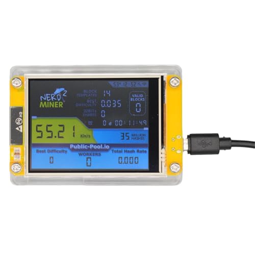 GREOHNMPAW Bitcoin Nerd Miner V2 55-56KH/S 2,8-Display BTC Nerdminer Smart LCD-Display Crypto Solo Lottery Miner von GREOHNMPAW