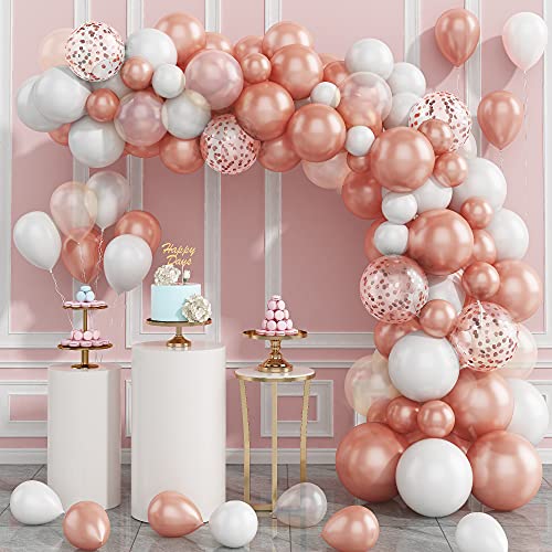 Roségold Luftballons Girlande,GRESATEK 92 Stück Ballons Girlande Set Weiß Helium Ballons Konfetti Ballonbogen Kit Mädchen Hochzeit Geburtstag Party Dekorationen von GRESATEK