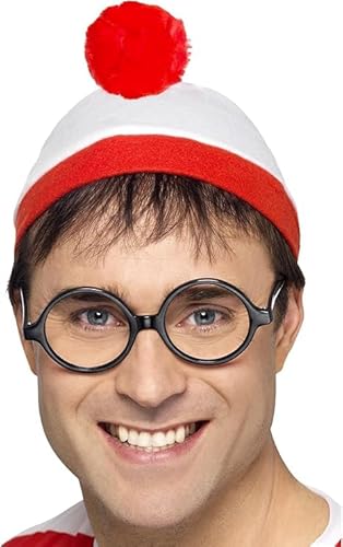 GREY LOOK Where's Wally Instant Kit, Erwachsenen-Hut und Brille, offizielles Lizenz-Set mit klassischem Hut und Signatur-Brille, perfekt für Themenpartys, Weltbuchtag oder Halloween von GREY LOOK