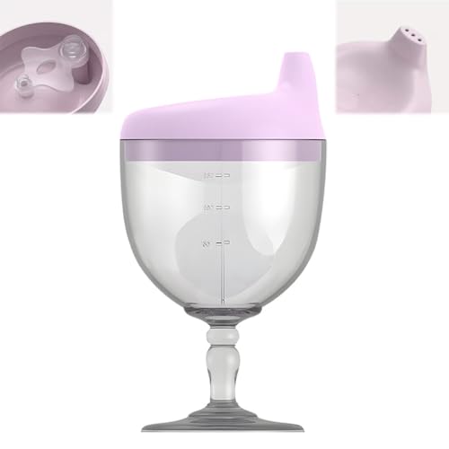 GRFFZX 5 oz Babyflasche, hohes Glas, auslaufsicherer Schnabelbecher für Kinder, Premium-Flasche mit langsamem Durchfluss, hohes Glas für Babyflasche mit Skala, 0 Monate+ (Purple) von GRFFZX